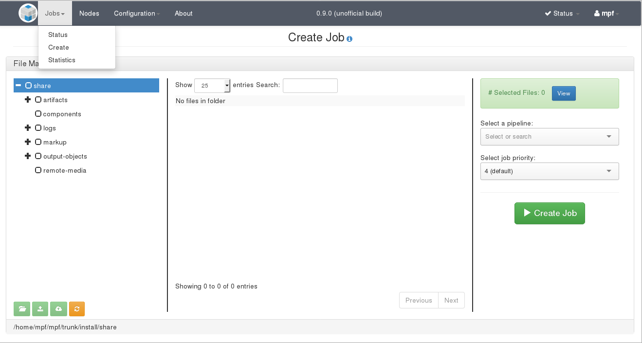Create Job Page