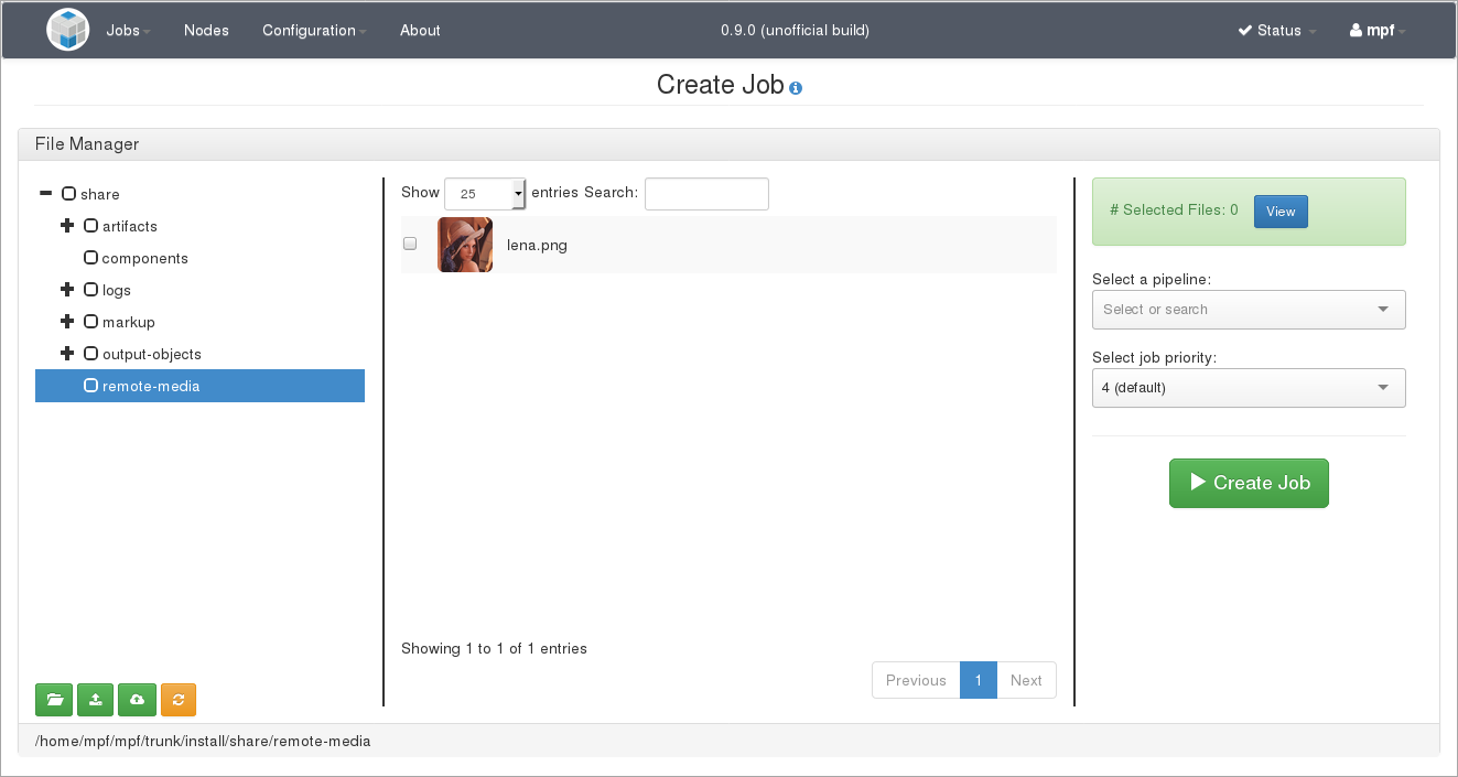 Create Job Page